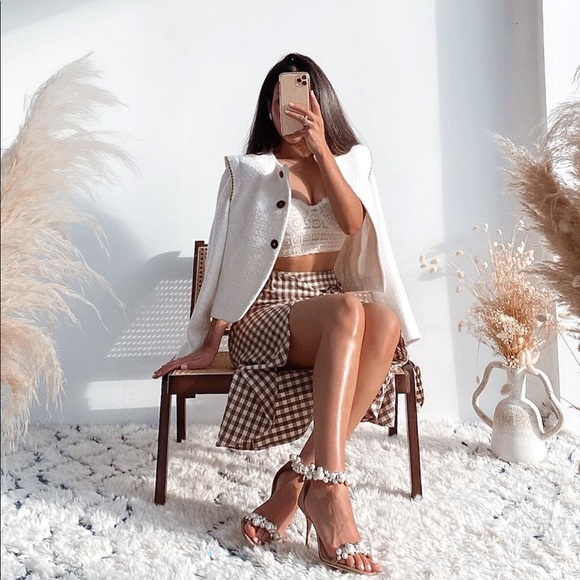 Zara Gingham Wrap Midi Skirt - Picture 5 of 10